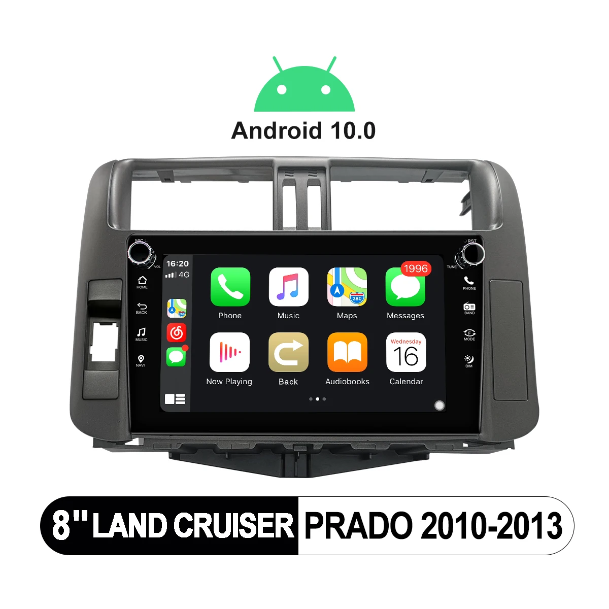 저렴한 라디오 1 Din 8 인치 헤드 유닛 자동차 멀티미디어 플레이어, 도요타 랜드 크루저 프라도 2010-2013 안드로이드 자동 무선 카플레이 오토라디오