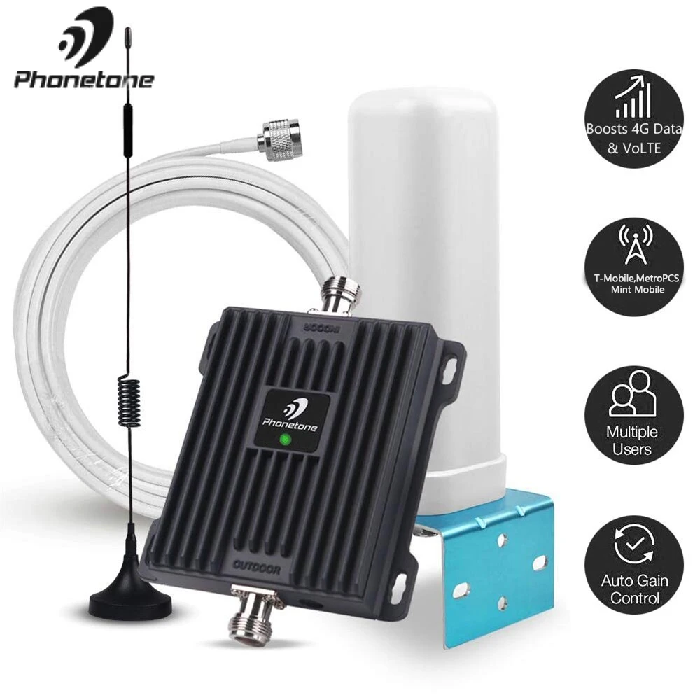 Cell Phone Signal Booster for Home and Office 1700MHz Band 66/4 Cell Phone Repeater Boost 4G LTE Voice and Data for T-Mobile