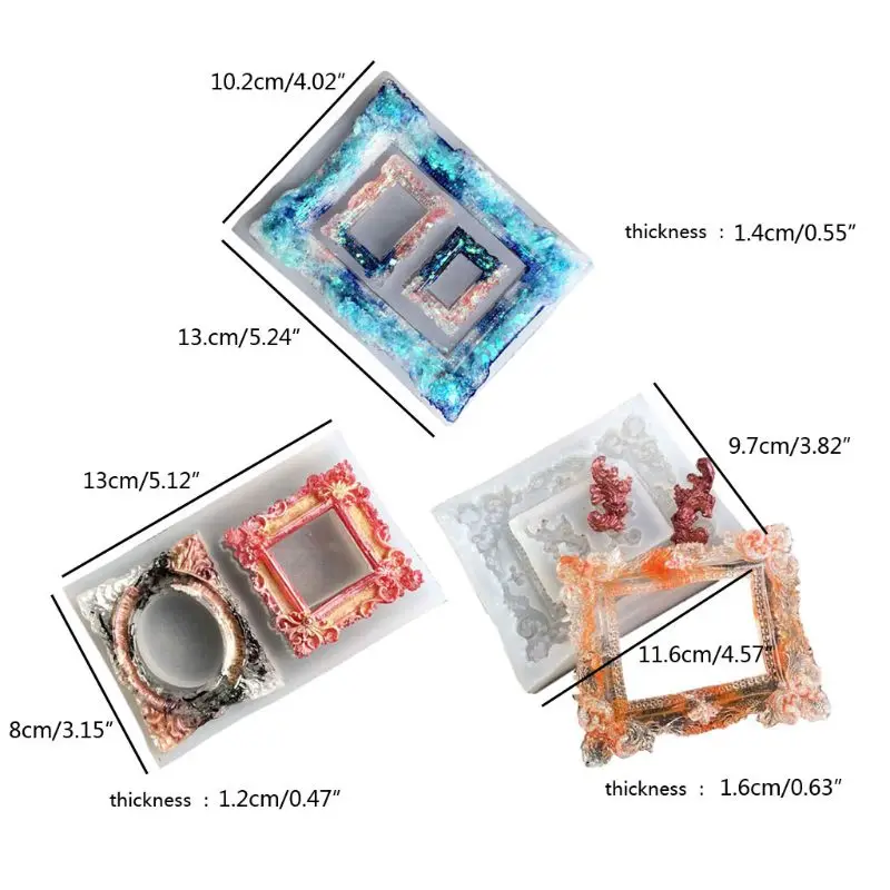 

Handmade Photo Frame Resin Mold Silicone Picture Frame Fondant Mold Art Craft