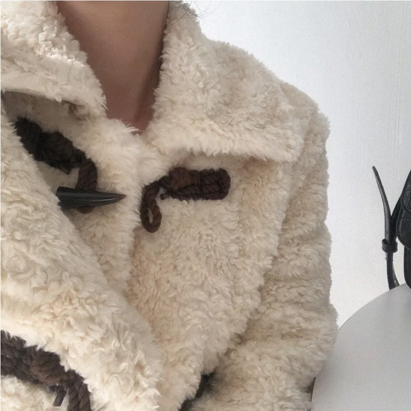 Новая зимняя Толстая женская меховая куртка с отложным воротником пальто