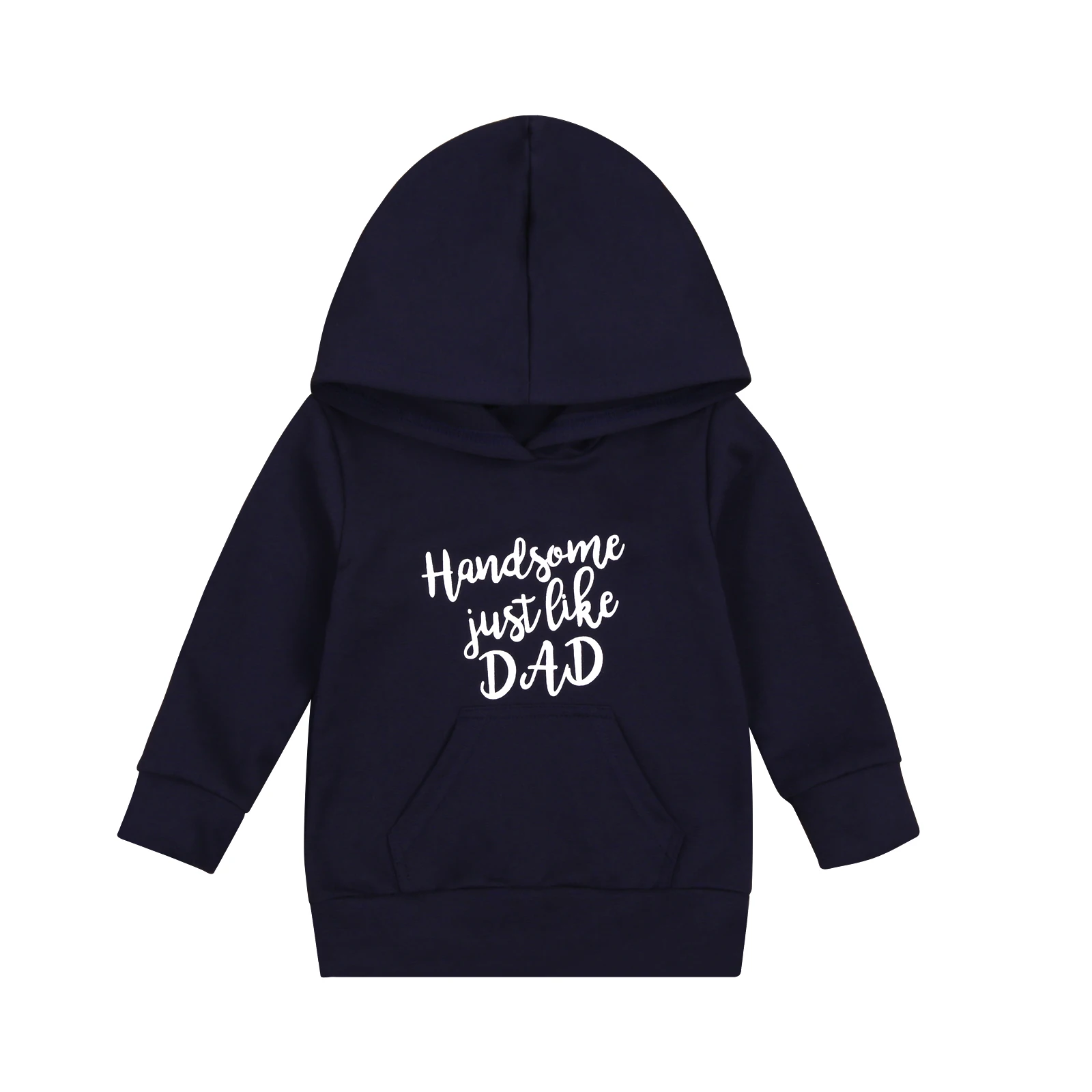 Kids Hoodie, Letter Print Long Sleeve Hooded Pullover with Big Pocket for Boys Girls, Black/Gray/Navy Blue