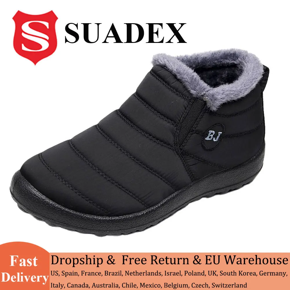 

SUADEX Slippers Men Women Winter Outdoor Men Shoes Waterproof Snow Boots Shoes Men Plush Warm Indoor Women Footwears Size 35-46
