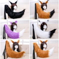 ears on the head lovely lolita cat fox headband tail headdress plush ears tail anime cosplay props cosplay accessories