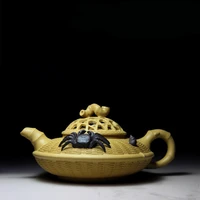 yixing purple clay teapot handmade raw ore segment mud bamboo woven crab ceramic tea pot chinese gongfu tea set