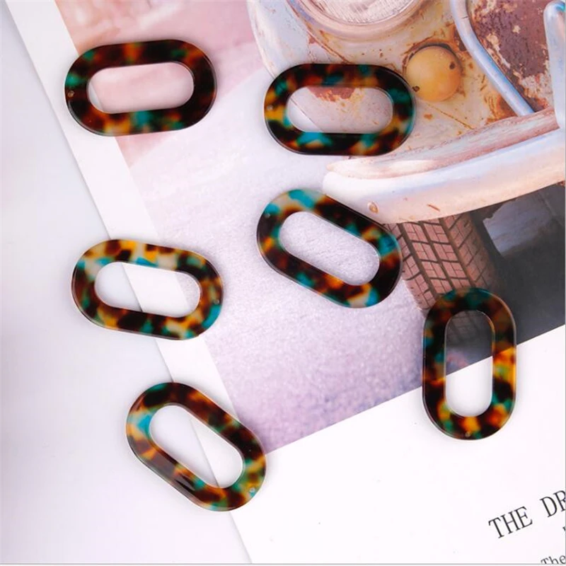 500pcs/lot new acetic acid Oval charms connectors for diy fashion earrings necklace acrylic beads jewelry accessories material