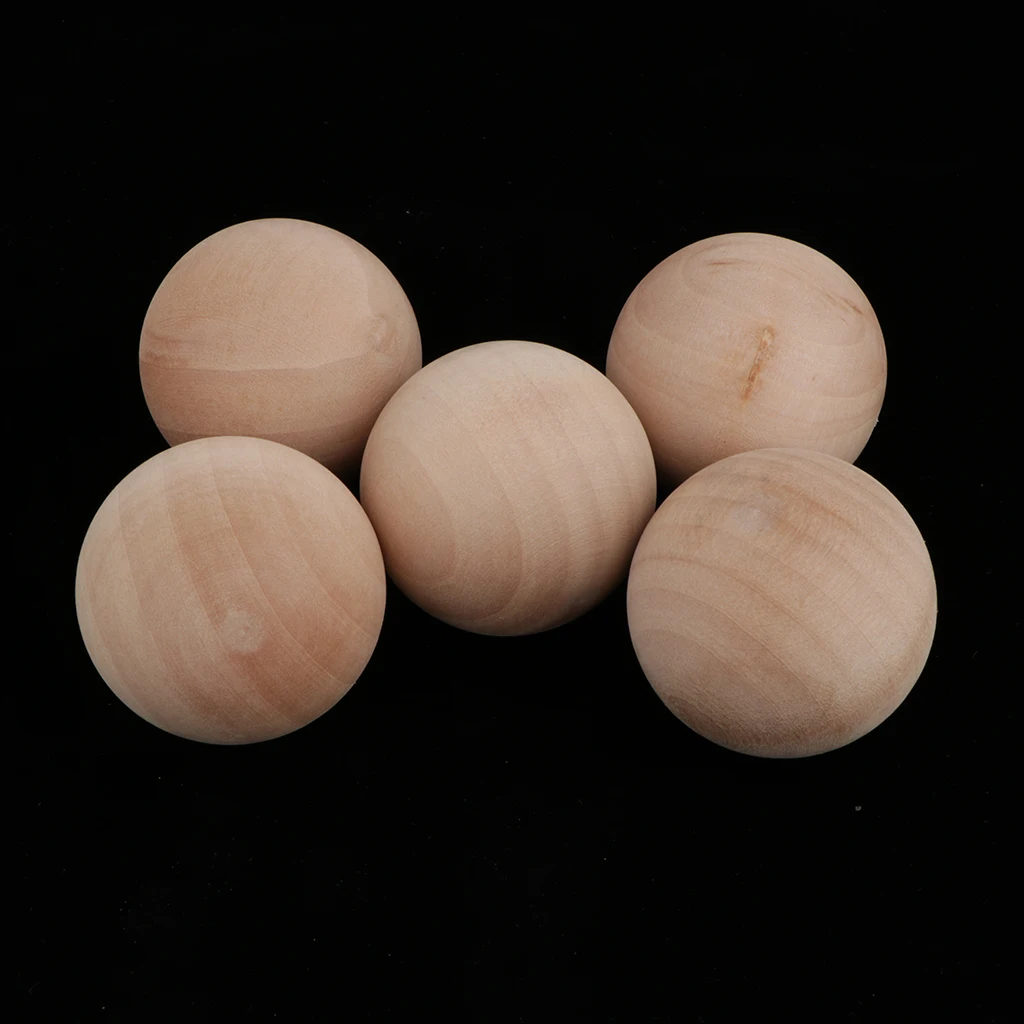 

5 Pack Unfinished Natural Wooden Round Ball 5cm Wooden Beads for Crafts and Building