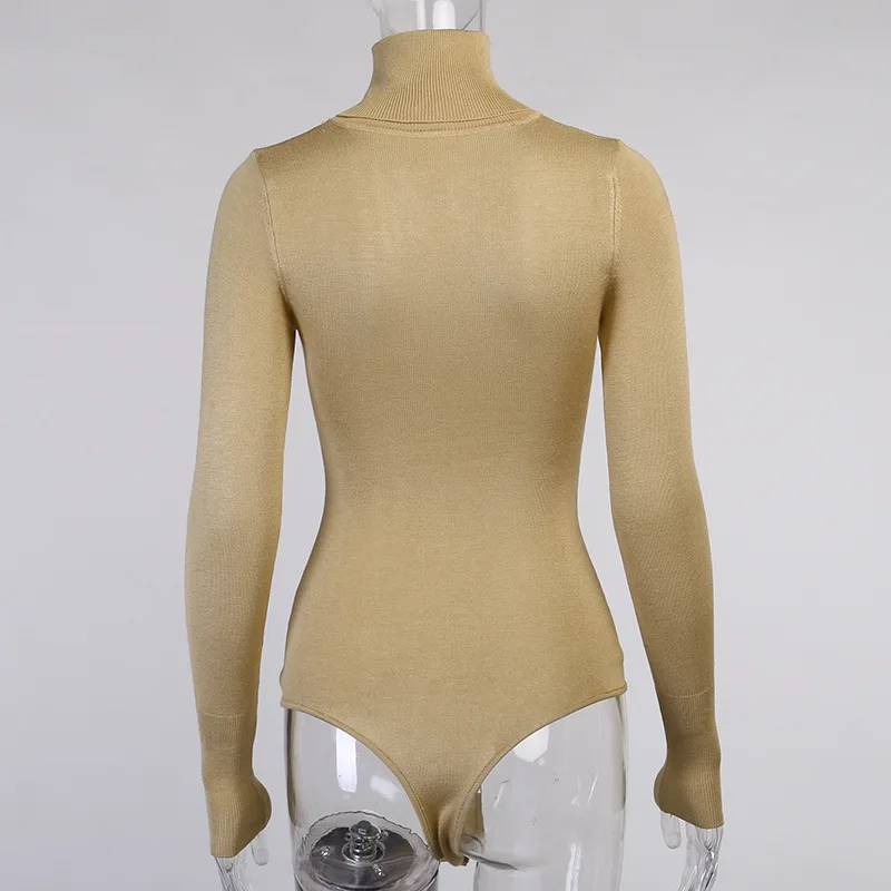 

2021 Style Jumpsuit Bodysuit Solid Long-Sleeved Knitted High-Necked Yoga Wear Autumn Winter Slim Women Fitness Clothes