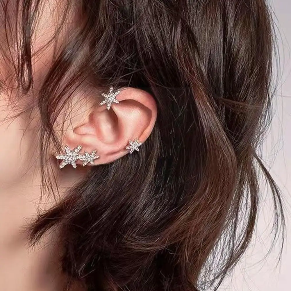 

Fashion Women's Earrings Ear Cuff Fine Sweet Snowflake Flower Ear Bones Clip For Women Bijoux Jewelry Ear Clip 1pc Z8n7