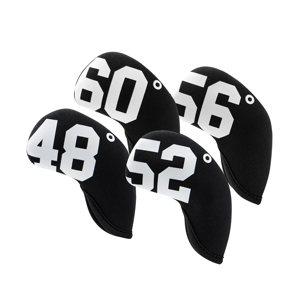 

4pcs Golf Club Neoprene Protector Accessories Black Durable Dustproof Number Printed Universal Sports Iron Head Cover Putter
