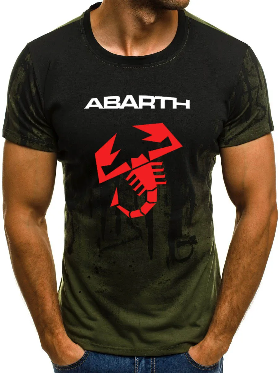 

Mens Short Sleeve Abarth Car Logo Mens T-shirt Summer casual Cotton Gradient T shirts Fashion Hip Hop Harajuku Male Brand Tee