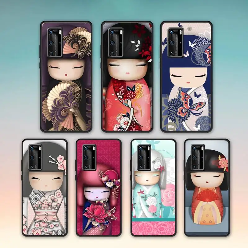 

kawaii Japanese Kokeshi doll Phone Case for huawei P8 P9 P10 P20 PRO P30 P40 LITE 2016 2017 2019 2020 Fundas cover