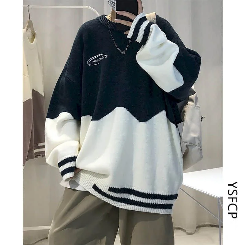 

warm sweater women men's trend Japanese retro autumn winter clothes Hong Kong style Korean personality loose knitted sweaters