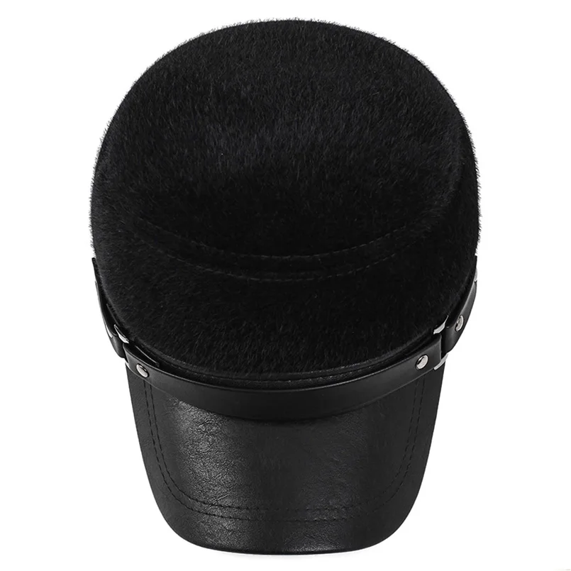 Русская Мужская меховая теплая Плоская верхняя Кепка Классическая кожаная кепка