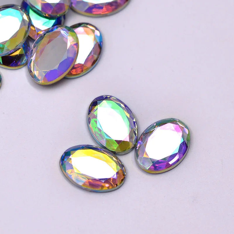 JUNAO 200 шт. 13*18 мм кристалл AB Стразы с плоским основанием искусственная овальная