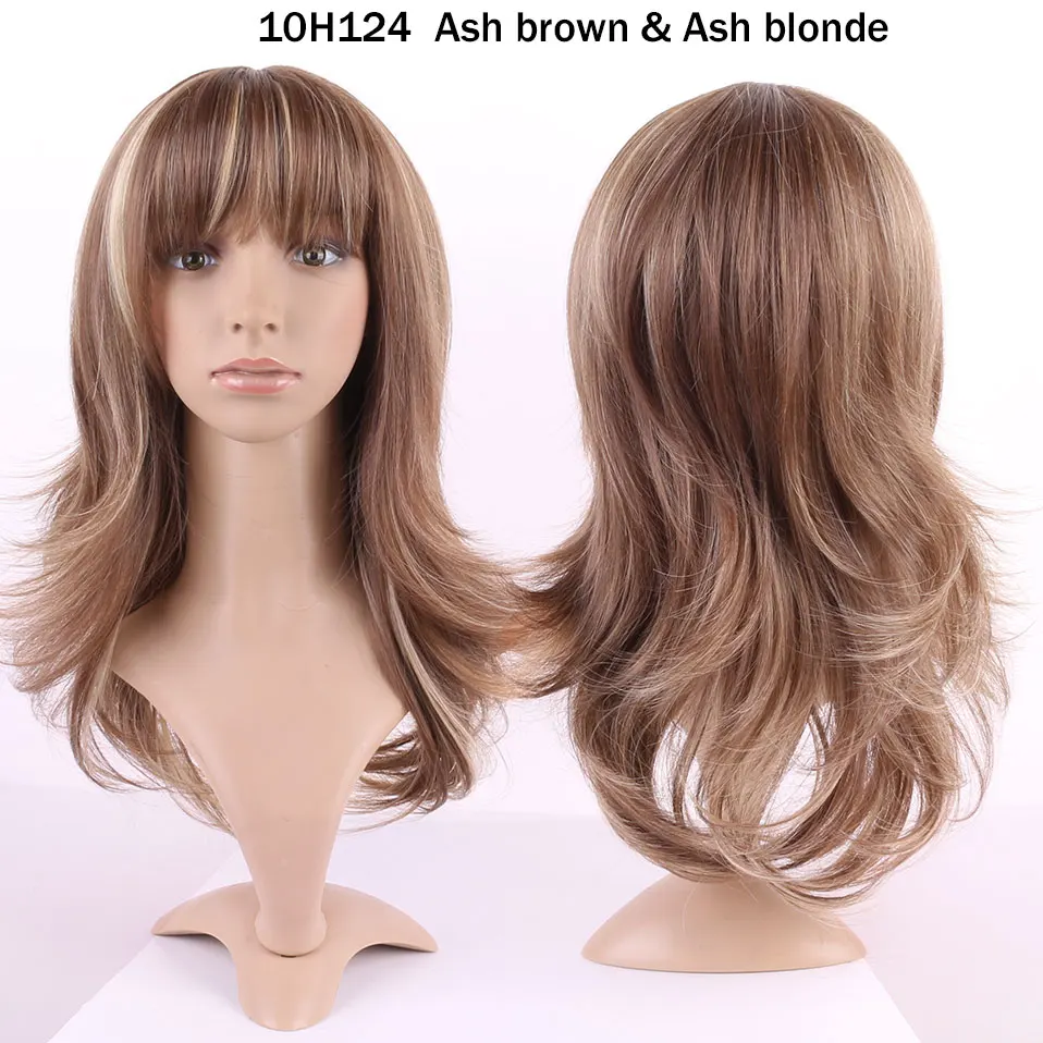 S-noilite волосы прямые коричневый синтетический парик с челкой для черных женщин поддельные волосы термостойкие парики для афро-американских - Цвет: 488
