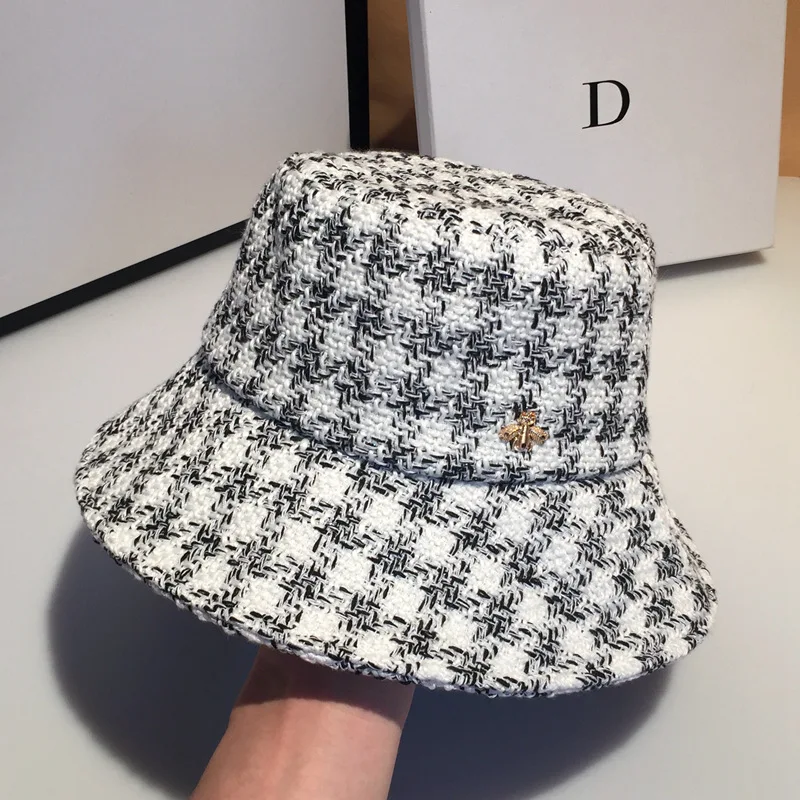 Панама женская хлопковая в клетку дизайнерская шапка от солнца стиле рыбалки