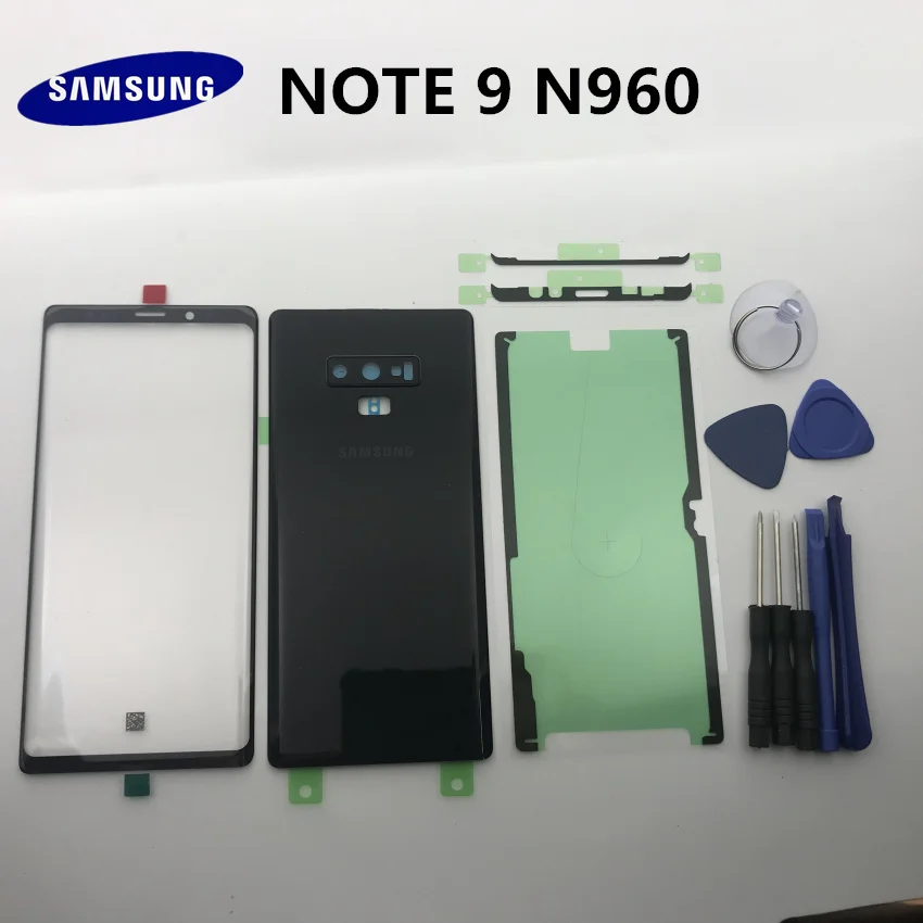 Чехол для samsung Galaxy NOTE9 NOTE 9 N960 N960F, Задняя стеклянная крышка, задняя крышка для батареи, крышка для двери+ передняя стеклянная линза+ клей+ Инструменты