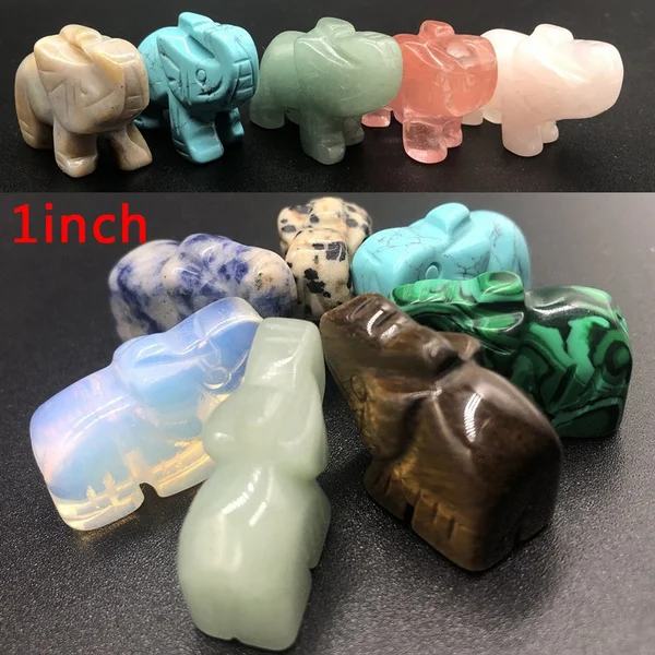 

Natural Carved Lucky Elephant Jade Stone Elephant Statue Ornament Craft Decoration size:1inch