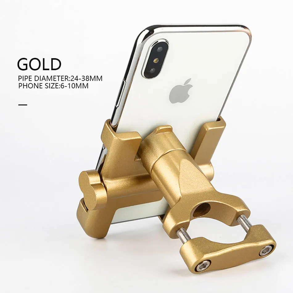 C1-Gold Алюминиевый держатель для телефона на велосипед, мотоциклетный кронштейн для 3,5-6,2 дюймового смартфона, регулируемая поддержка gps, подставка для телефона на велосипед - Цвет: C1-Gold