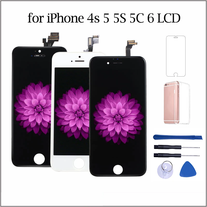 AAA+++ качество для iPhone 4S модуль сенсорный дигитайзер сборка замена экрана для iPhone 6 5S ЖК-дисплей черный белый цвет