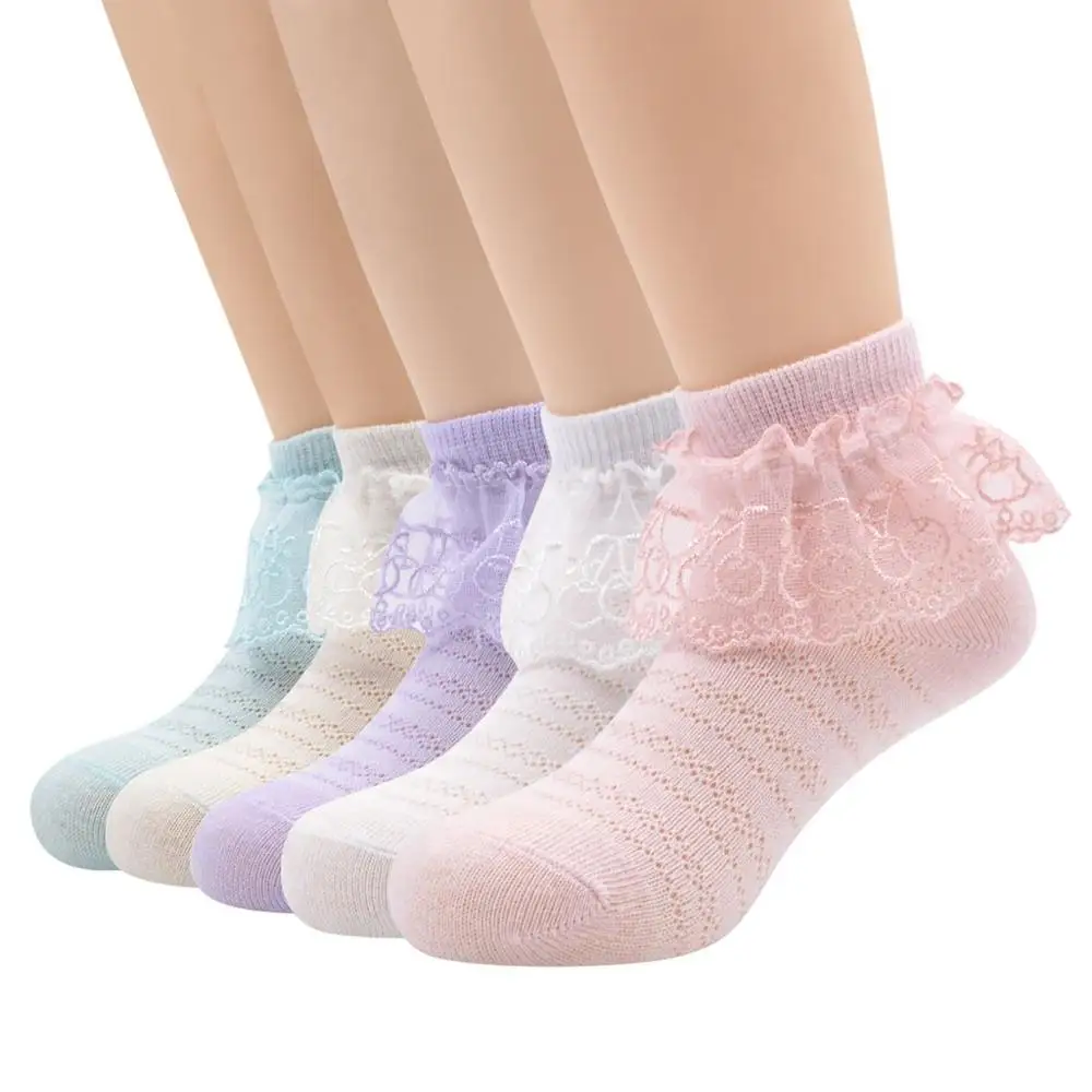 5 пар/компл. милое кружевное платье принцессы носки для маленьких девочек