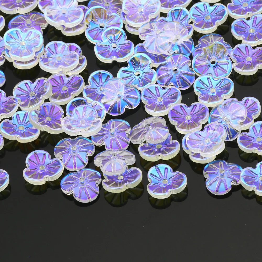 

Стеклянные бусины прозрачные в форме синего цветка, 10 мм, 100 шт.