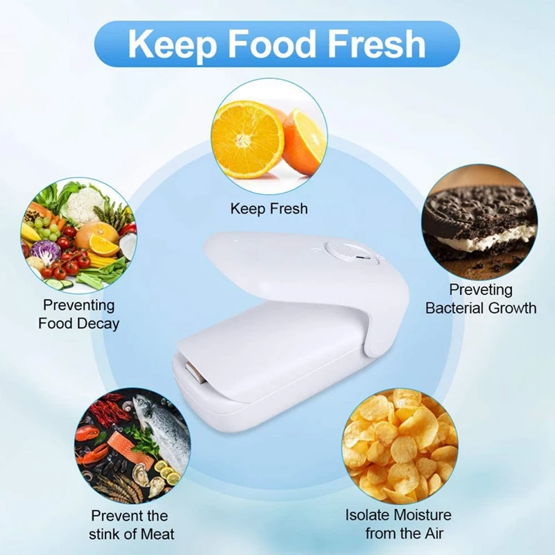 

Mini Bag Sealer, 2 in 1 Mini Heat Sealer Machine Portable, Handheld Kitchen Heat Sealer