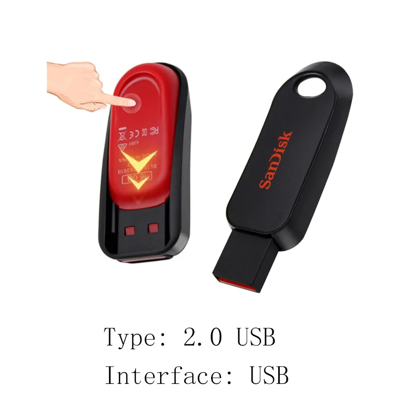 CZ62 SanDisk USB флэш-накопитель 16 ГБ 32 ГБ 64 ГБ флеш-накопитель 16 Гб Флешка флеш-диск USB 2,0 Регулируемая карта памяти черный U диск - Цвет: CZ62