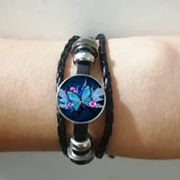 2019 new fashion pop blue butterfly rope leather braided bracelet charm bracelet