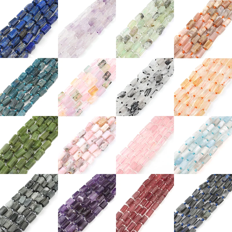 8X11mm бусины из натурального камня цилиндрические Prehnite аквамарин розовый кварц
