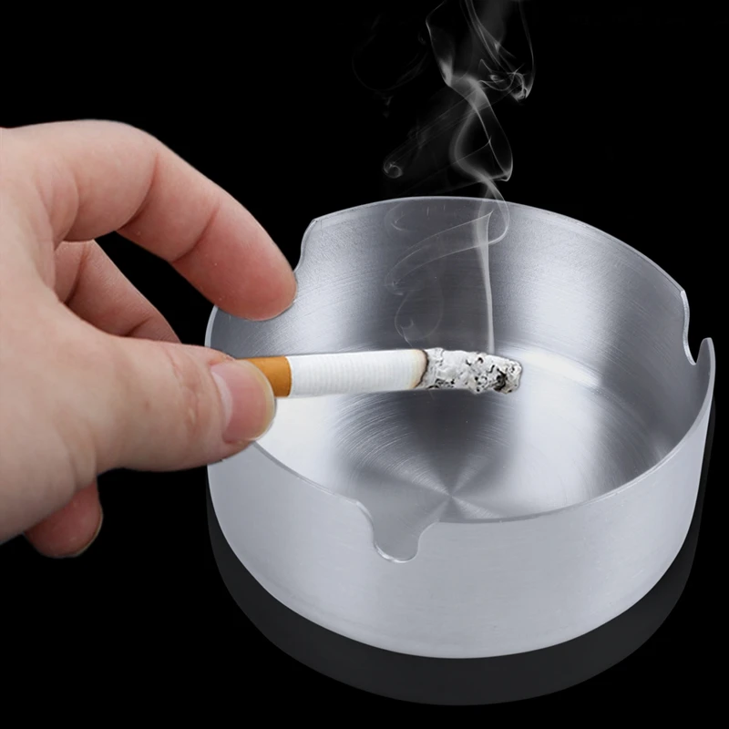Нержавеющая сталь Круглая для сигарет Пепельница 8 см диаметр Серебряный тон |