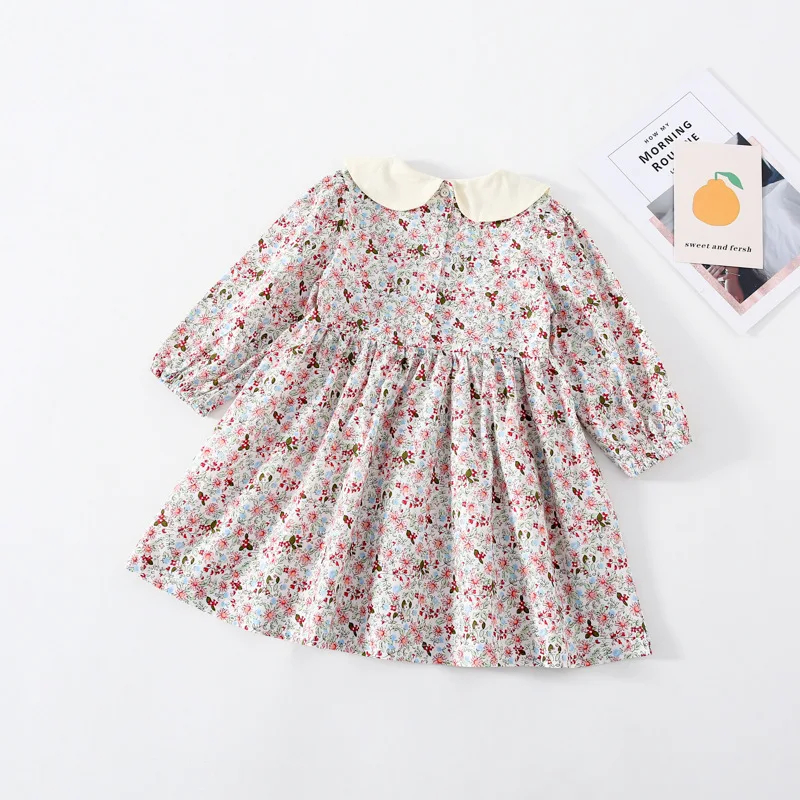 

WLG girls dress kids clothes spring fall floral printed ruffle long sleeve dresses baby girl cute all match clothes for 1-5T