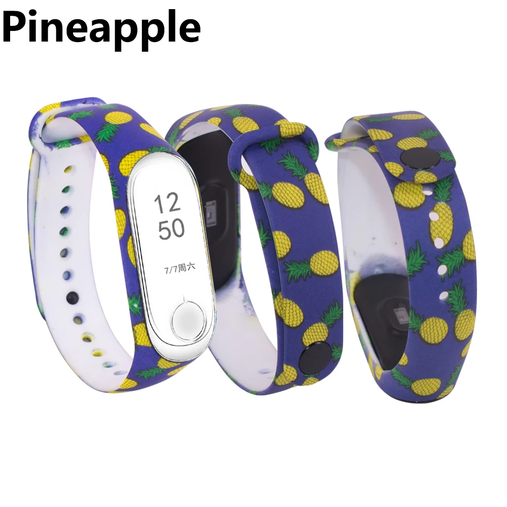 Браслет mi band 4 для xiaomi mi Band 4 ремешок силиконовый ремешок с разноцветными цветами аксессуары для xiaomi mi band 4 ремешок - Цвет: Pineapple