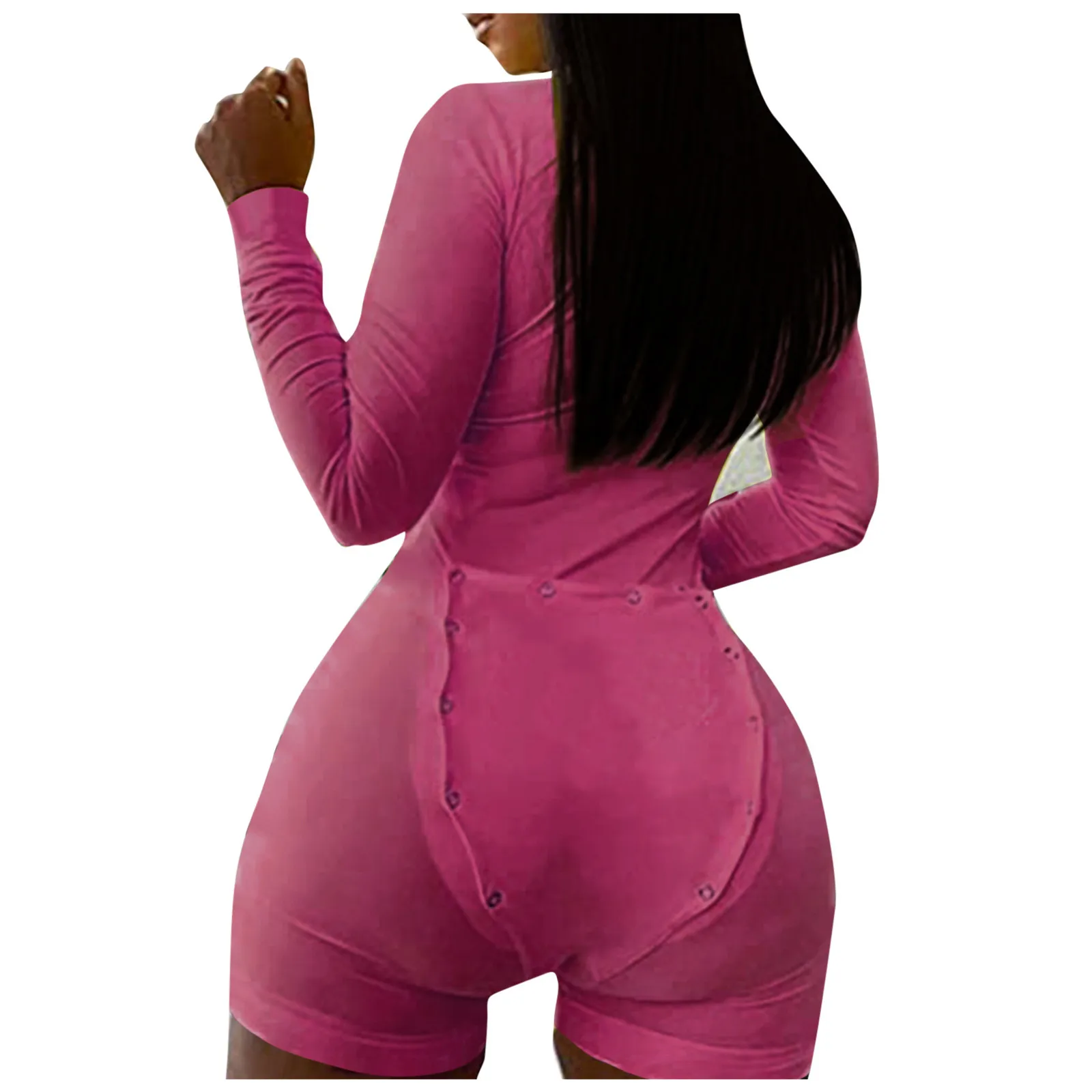 

Women's Button-down Functional Buttoned Flap Adults Jumpsuit Sleepwear pijama entero mujer pyjama sexy