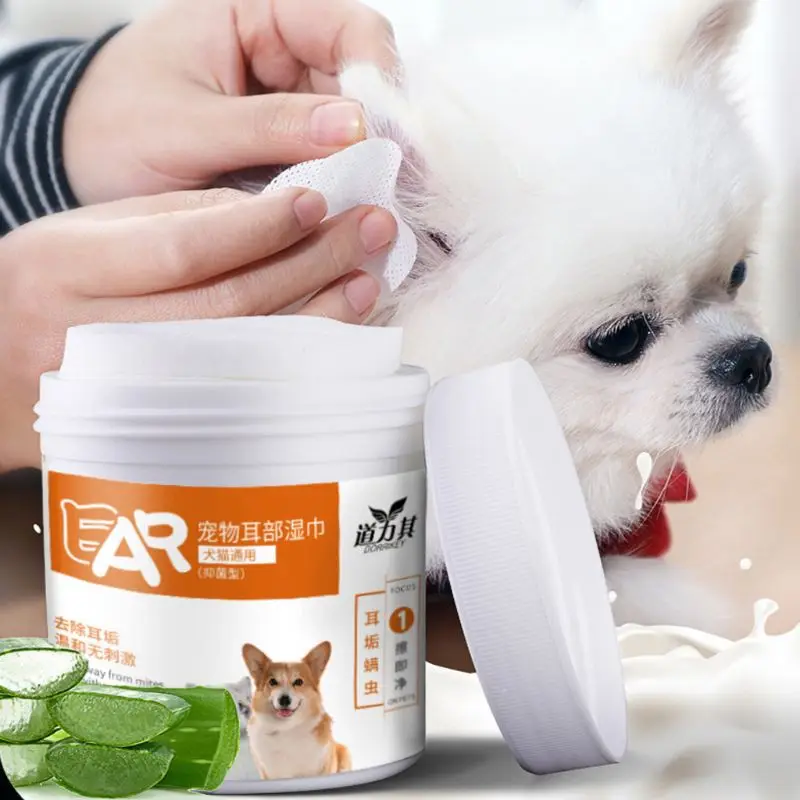 

Pet Ear Wipes Dog Cat Earwax Clean Ears Odor Remover Pets Cleaning Wet Wipe
