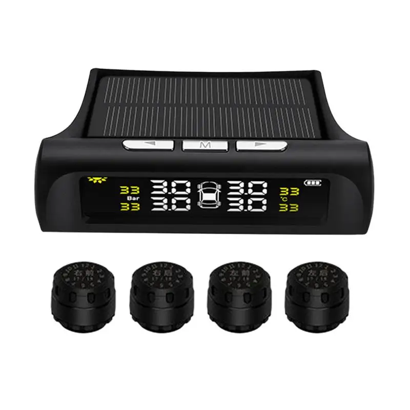 

Беспроводная автомобильная система контроля давления в шинах с 4 внешними датчиками (черная)