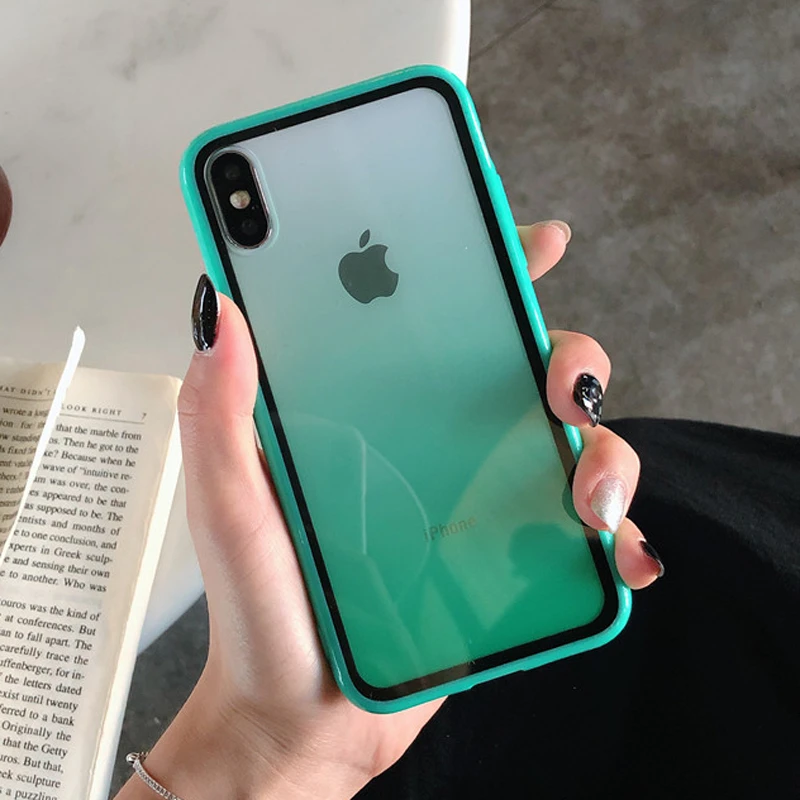 Модный акриловый прозрачный чехол с градиентом для iphone 11 Pro Max XS MAX XR X, чехлы для Apple iphone 7 8 6 6S Plus - Цвет: 1