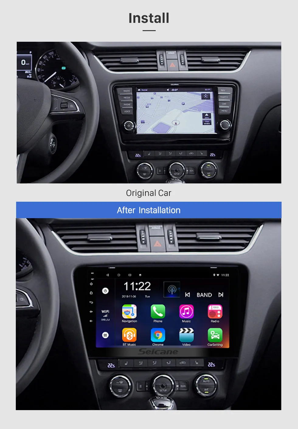 Seicane Android 9,0 10," HD 1024*600 сенсорный экран автомобиля радио для- SKODA Octavia(UV) gps навигация Поддержка Bluetooth