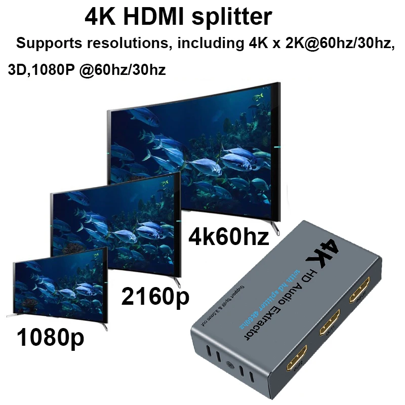 HDMI аудио сплиттер 1 вход 2 выхода HD х2 для HDTV PS4 4K с экстрактором 3 5 Jack переключатель