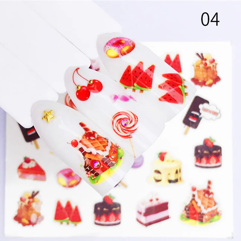 Наклейки для ногтей наклейки цветущего цветка переводные слайдер торта наклейка