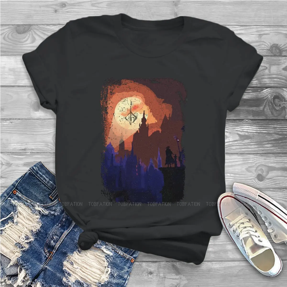 

Hunt-Signal Women Tshirts Bloodborne Action Game Aesthetic Vintage Female Clothing Cotton Graphic Streetwear