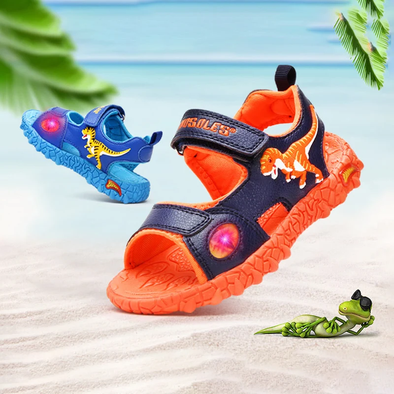 Сандалии Детские из искусственной кожи с подсветкой Нескользящие летние