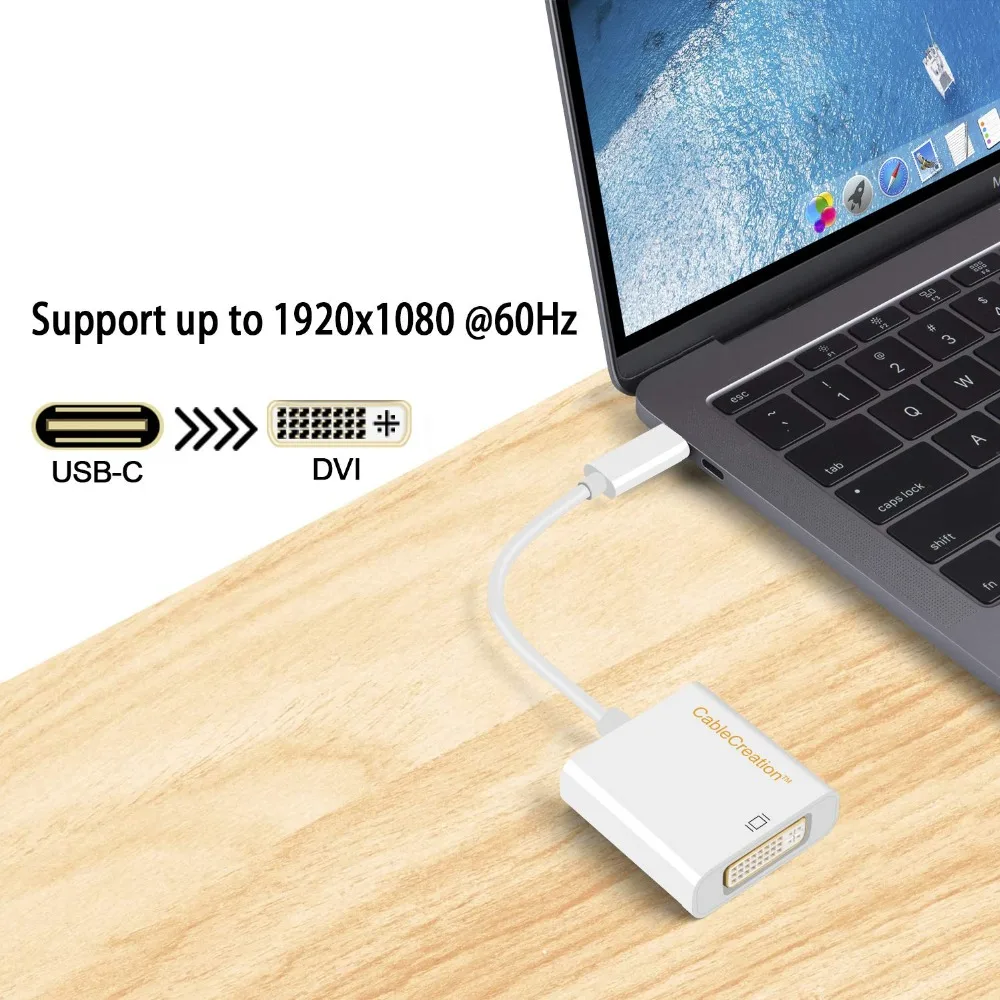 USB-C к DVI адаптер типа C совместим с Thunderbolt 3 (режим DP Alt) MacBook 2016 12 дюймов/Chromebook Pixel/De |