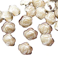 5pcs 15pcs 18mm white sparkling rose flower plating gold shank plastic buttons sewing for women decorated handmade