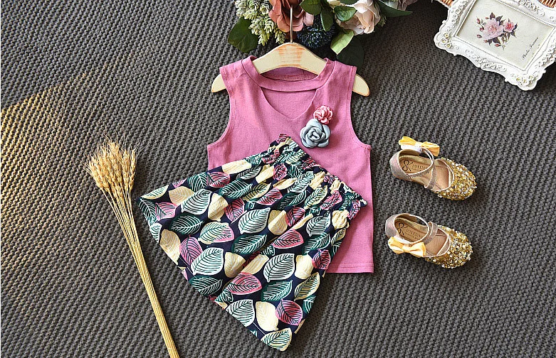 Костюм для девочек летняя рубашка без рукавов в Корейском стиле шорты комплект