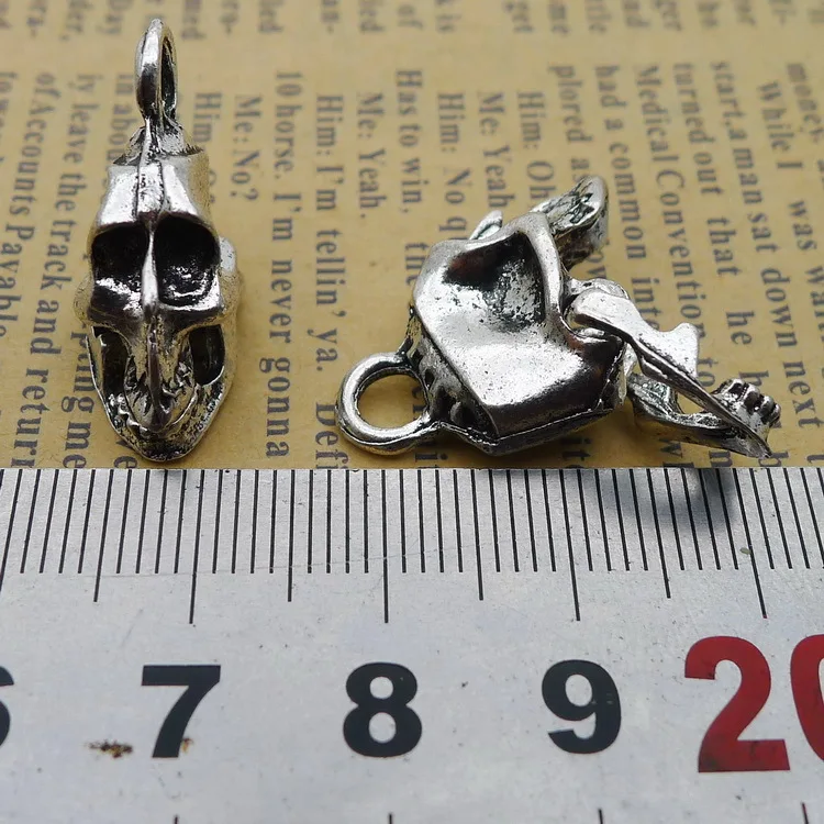 

12*17mm 4.6G Alloy Skull Pendant antique Silver charm for jewelry making DIY Accessories 30pcs/bag