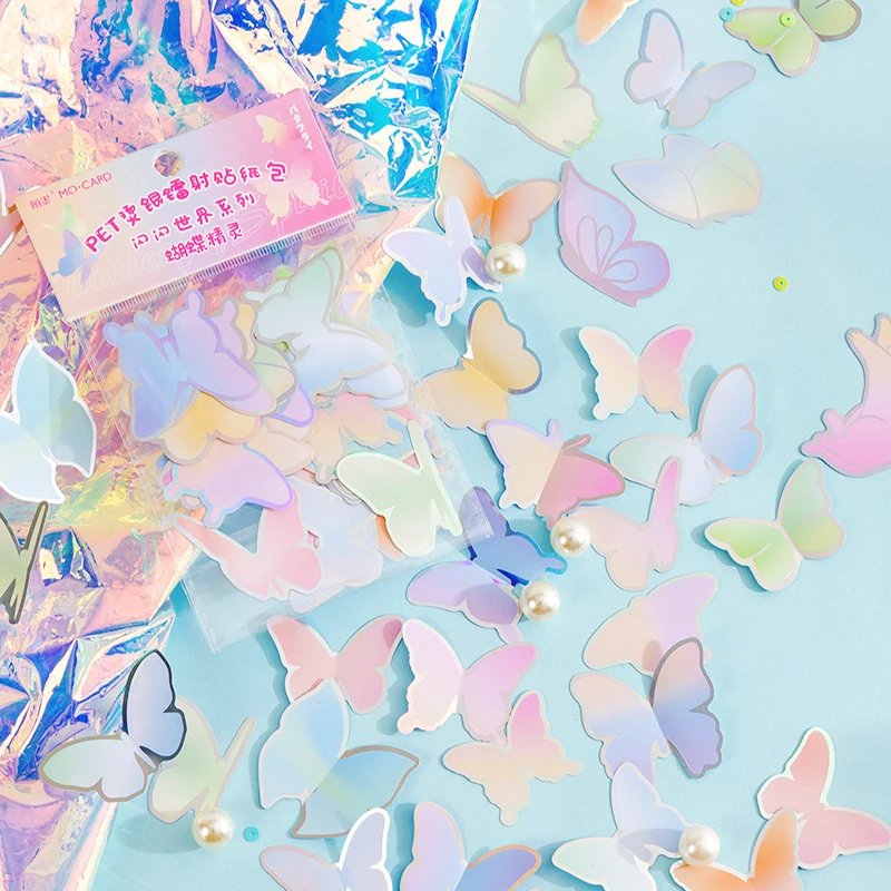 СВЕРКАЮЩИЕ СЕРЕБРЯНЫЕ стикеры Dimi с изображением бабочек и алфавита