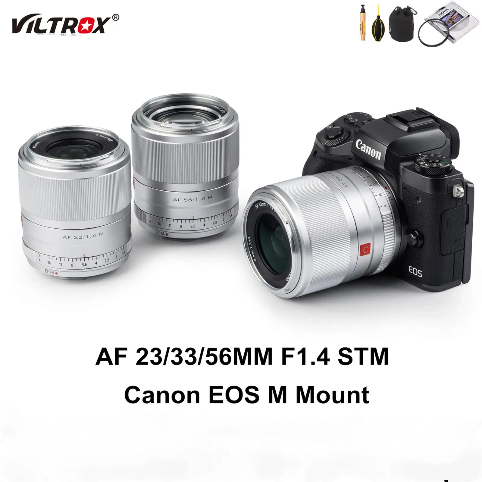 

Viltrox lente 23,33,56mm F1.4 EF-M Auto Focus APS-C Large Aperture Lens for Canon EOS M Mount Cameras Lens M5 M6II M200 M50