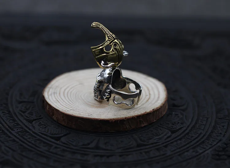

925 sterling silver men's open ring personality retro classic domineering masked face knight sent love jewelry gift 2018 hot new
