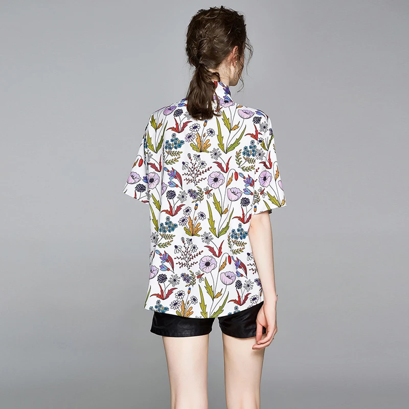 

Willstage 2020 summer boho shirts shorts sleeve pattern floral Blouse female printed shirt flower button outside wear beach tops